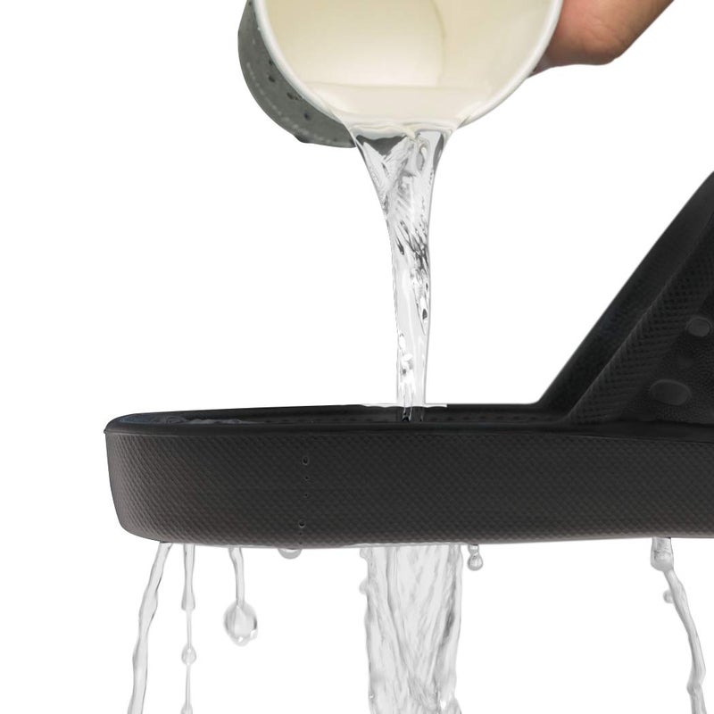 WOTTE Shower Sandals Women Quick Drying Bath Slippers Non Slip Dorm Shoes Size 8 Black - Image 5